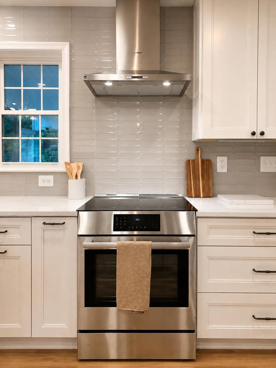 Tall view of oven and oven fan in kitchen remodel in Burke by Anchor Remodel