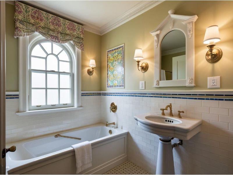 Elegant McLean VA bathroom with clawfoot tub, marble tile, and polished nickel fixtures.